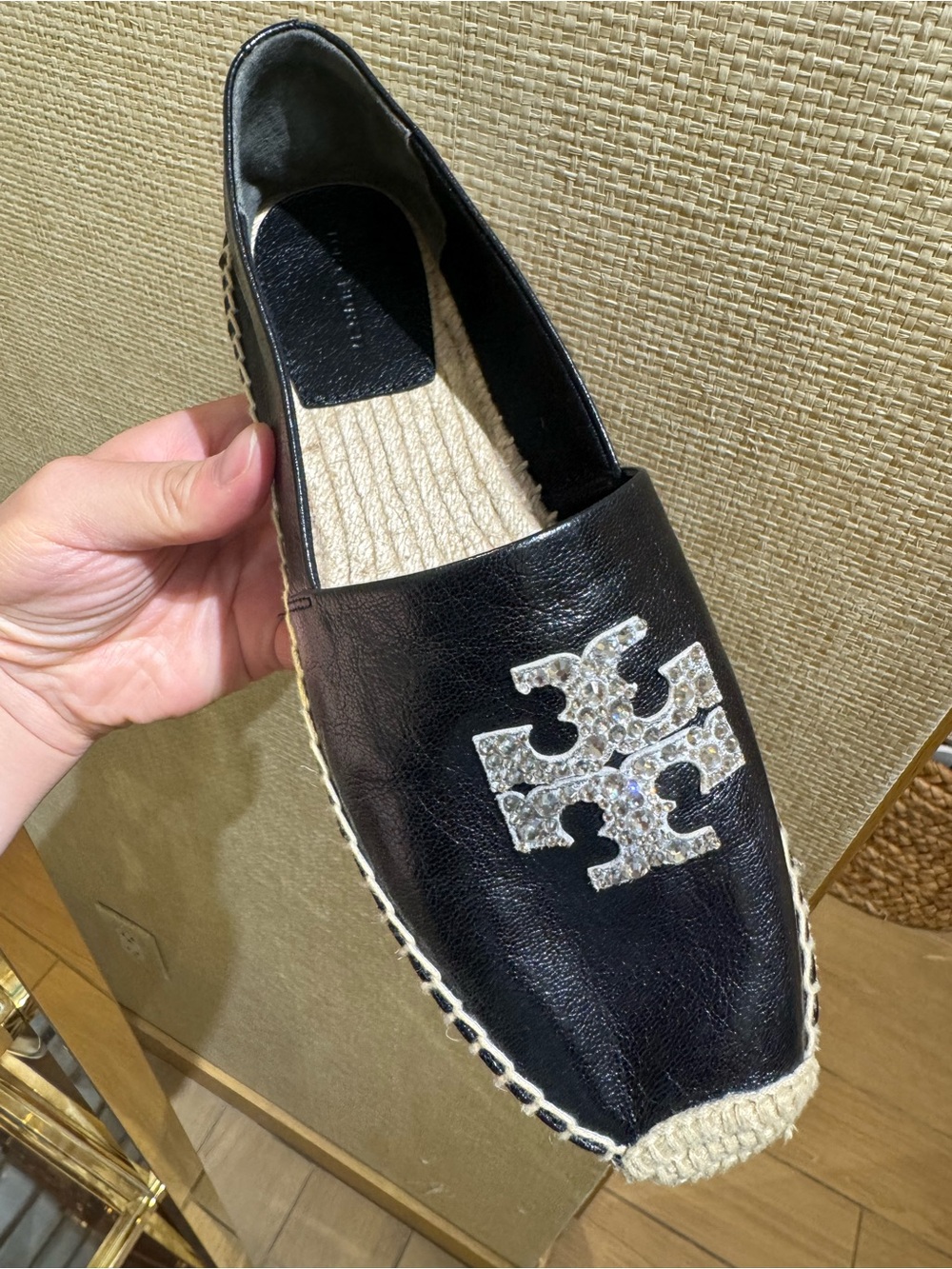 Tory Burch Everly Embellished Flat Crystal Espadrille Sneaker Shoes
